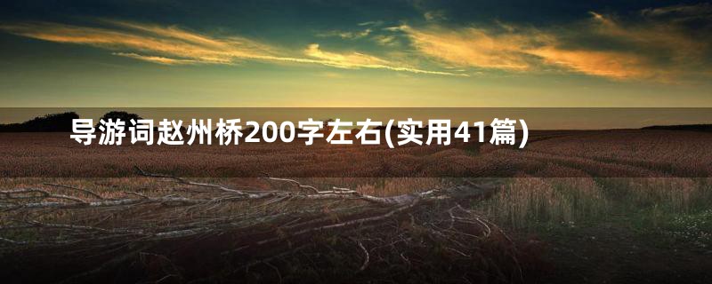 导游词赵州桥200字左右(实用41篇)
